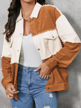 Load image into Gallery viewer, Raw Hem Color Block Button Up Jacket