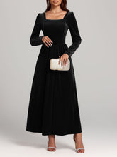 Load image into Gallery viewer, Velvet Square Neck Long Sleeve Dress