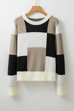 Load image into Gallery viewer, Color Block Round Neck Long Sleeve Sweater