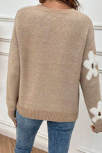 Load image into Gallery viewer, Flower Round Neck Long Sleeve Sweater