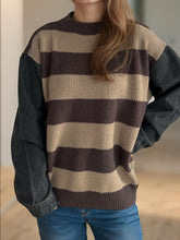 Load image into Gallery viewer, Contrast Round Neck Long Sleeve Sweater