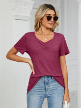 Load image into Gallery viewer, Ruched V-Neck Short Sleeve T-Shirt