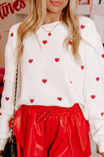 Load image into Gallery viewer, Heart Round Neck Long Sleeve Sweater