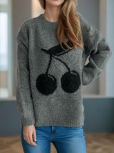 Load image into Gallery viewer, Cherry Round Neck Long Sleeve Sweater