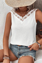 Load image into Gallery viewer, Lace Detail Textured V-Neck Tank