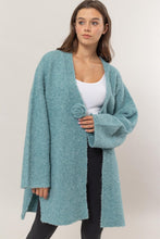 Load image into Gallery viewer, HYFVE Front Rosette Longline Slit Sweater Cardigan