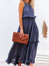 Load image into Gallery viewer, Ruffled Sleeveless Maxi Dress with Pockets