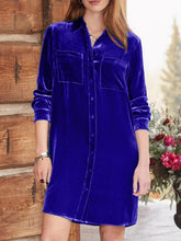 Load image into Gallery viewer, High-Low Button Up Long Sleeve Knee Length Dress