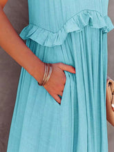 Load image into Gallery viewer, Ruffled Sleeveless Maxi Dress with Pockets