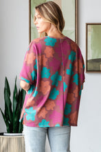 Load image into Gallery viewer, HOPELY Full Size Floral Round Neck Side Slit T-Shirt