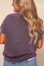 Load image into Gallery viewer, Corded Knit Mock Neck Short Sleeve T Shirt