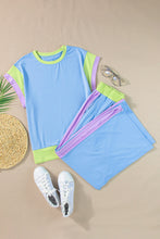 Load image into Gallery viewer, Contrast Round Neck Top and Pants Set