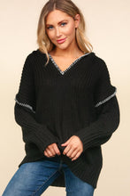 Load image into Gallery viewer, Notched Neck Long Sleeve Hooded Pullover