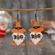Load image into Gallery viewer, Wooden Gnome Pumpkin Dangle Earrings