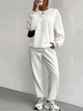 Load image into Gallery viewer, Texture Round Neck Top and Pants Set