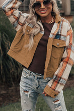 Load image into Gallery viewer, Plaid Corduroy Flap Pockets Button Up Jacket