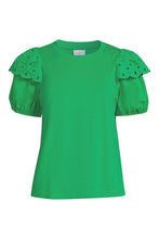 Load image into Gallery viewer, Eyelet Round Neck Short Sleeve Blouse