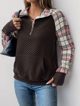 Load image into Gallery viewer, Perfee Plaid Half Zip Long Sleeve Sweatshirt