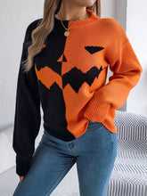 Load image into Gallery viewer, Contrast Round Neck Long Sleeve Sweater