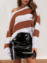 Load image into Gallery viewer, Perfee Color Block Dropped Shoulder Long Sleeve Sweater