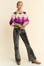 Load image into Gallery viewer, Davi &amp; Dani Checkered Round Neck Long Sleeve Sweater