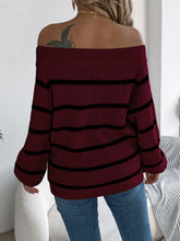 Load image into Gallery viewer, Striped Off-Shoulder Long Sleeve Sweater
