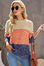 Load image into Gallery viewer, Color Block Round Neck Long Sleeve Sweater