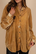 Load image into Gallery viewer, Button Down Loose Fit Velvet Shirt