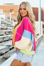Load image into Gallery viewer, Color Block Round Neck Long Sleeve Top