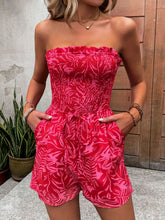Load image into Gallery viewer, Smocked Printed Tube Romper with Pockets