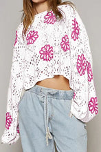 Load image into Gallery viewer, Openwork Round Neck Long Sleeve Knit Top