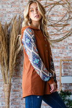 Load image into Gallery viewer, Heimish Full Size Half Button Printed Long Sleeve Hooded Top