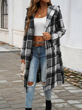 Load image into Gallery viewer, Plaid Long Sleeve Hooded Coat
