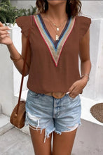 Load image into Gallery viewer, Full Size Ruffled V-Neck Cap Sleeve Blouse