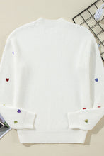 Load image into Gallery viewer, Heart Sequin Round Neck Long Sleeve Sweater