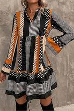 Load image into Gallery viewer, Printed Notched Long Sleeve Mini Dress
