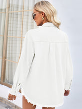 Load image into Gallery viewer, Raw Hem Button Up Long Sleeve Denim Jacket with Sequin Pockets