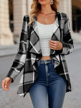 Load image into Gallery viewer, Plaid Open Front Long Sleeve Jacket