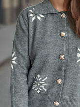 Load image into Gallery viewer, Pearl Trim Collared Neck Long Sleeve Cardigan