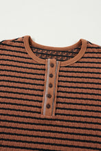 Load image into Gallery viewer, Striped Half Button Long Sleeve Blouse