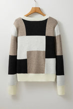 Load image into Gallery viewer, Color Block Round Neck Long Sleeve Sweater