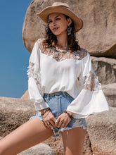 Load image into Gallery viewer, Lace Round Neck Long Sleeve Blouse