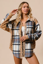 Load image into Gallery viewer, BiBi Curved Hem Sequin Plaid Button Up Shacket