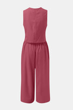 Load image into Gallery viewer, Round Neck Top and Wide Leg Pants Set