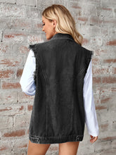Load image into Gallery viewer, Raw Hem Sleeveless Button Up Denim Jacket