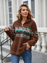 Load image into Gallery viewer, Half Zip Long Sleeve Fuzzy Top