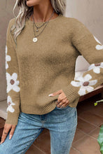 Load image into Gallery viewer, Flower Round Neck Long Sleeve Sweater