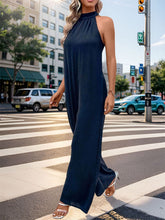 Load image into Gallery viewer, Tied Grecian Wide Leg Jumpsuit