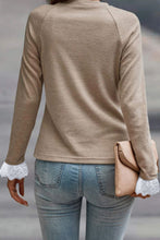 Load image into Gallery viewer, Lace Detail Round Neck Long Sleeve T-Shirt