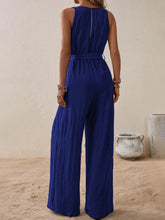 Load image into Gallery viewer, Tied Surplice Sleeveless Wide Leg Jumpsuit